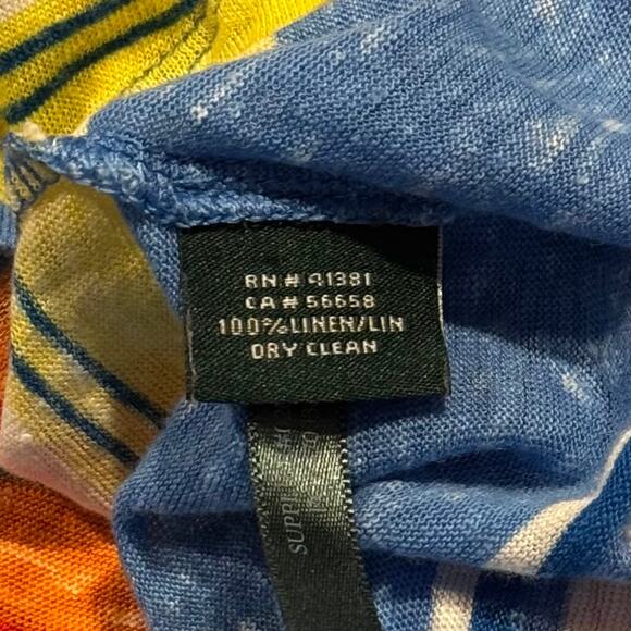 Lauren Ralph Lauren Top Linen Boho Coastal Summer Minimalist Casual Stripe 1X - Picture 4 of 5